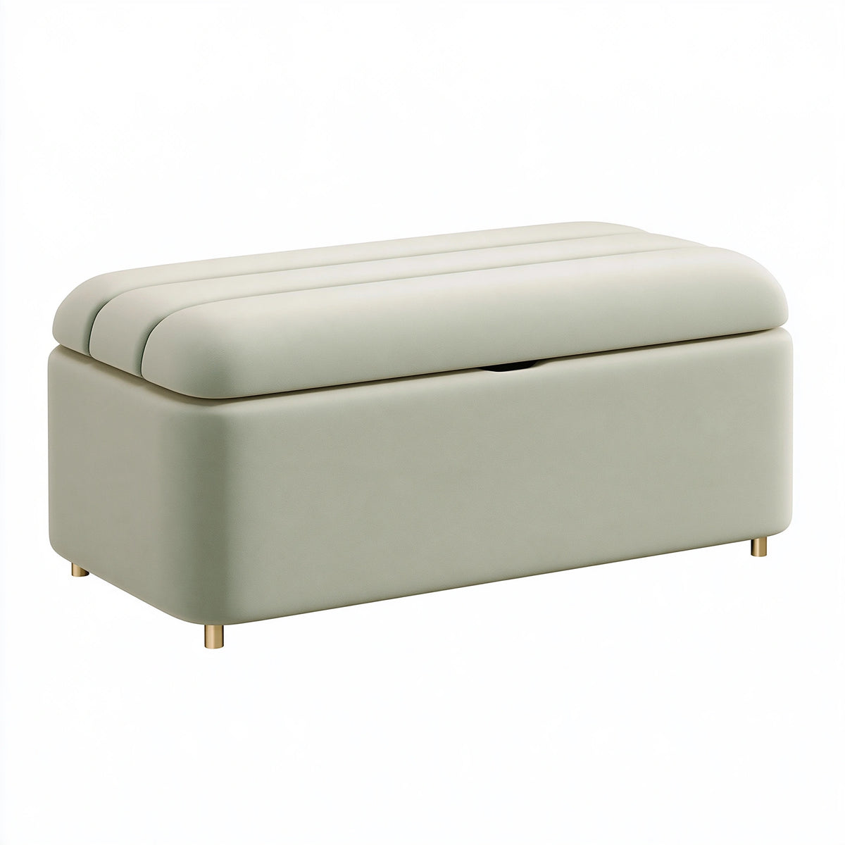 Banc coffre de rangement 120 x 45 x 48 cm aspect cuir ivoire style contemporain
