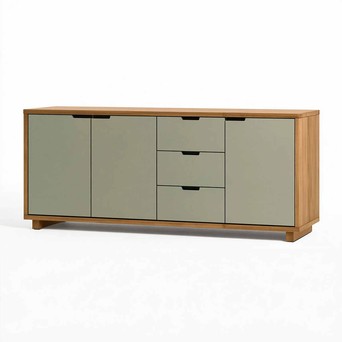 Buffet 180 x 45 x 85 cm en bois vert sauge avec rangement moderne