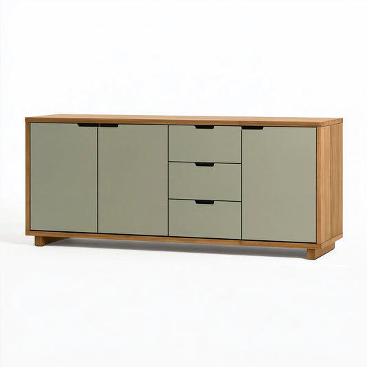 Buffet 180 x 45 x 85 cm en bois vert sauge avec rangement moderne