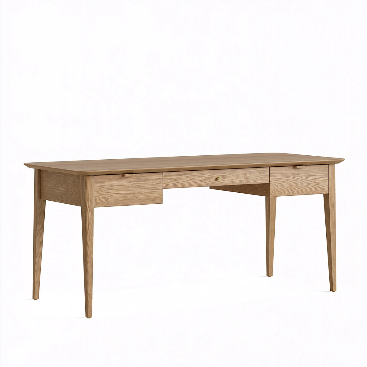 Bureau 140 x 60 x 75 cm en bois finition chêne naturel avec 3 tiroirs style scandinave