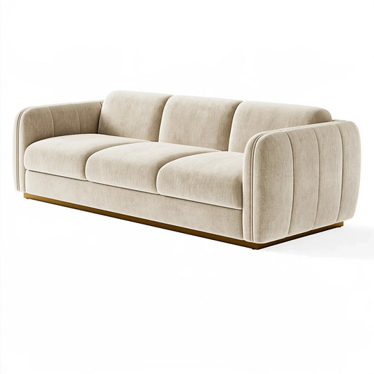 Canapé 2 places 180 cm en tissu bouclé beige style contemporain