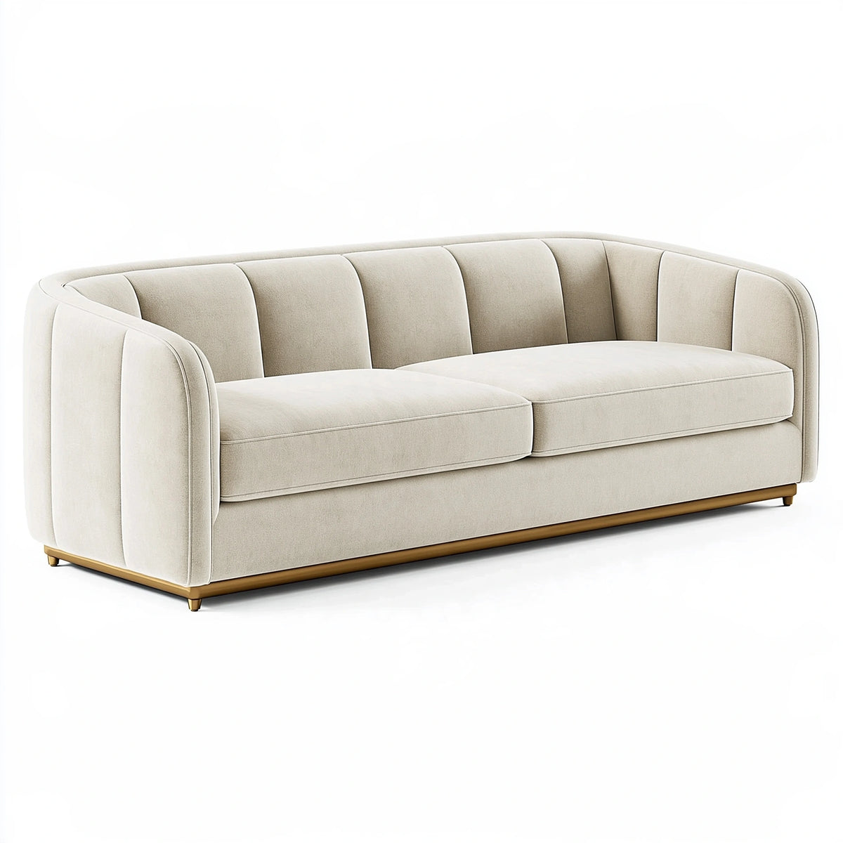 Canapé droit 3 places 220 x 90 x 80 cm en tissu beige style contemporain