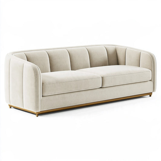Canapé droit 3 places 220 x 90 x 80 cm en tissu beige style contemporain