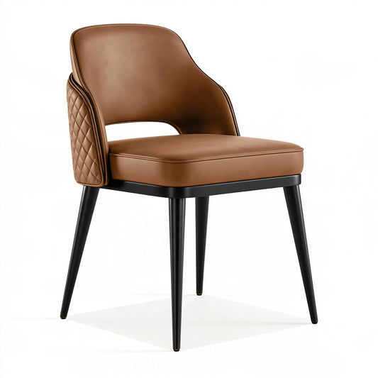Chaise de salle à manger 56 x 59 x 82 cm revêtement brun pieds en métal style contemporain