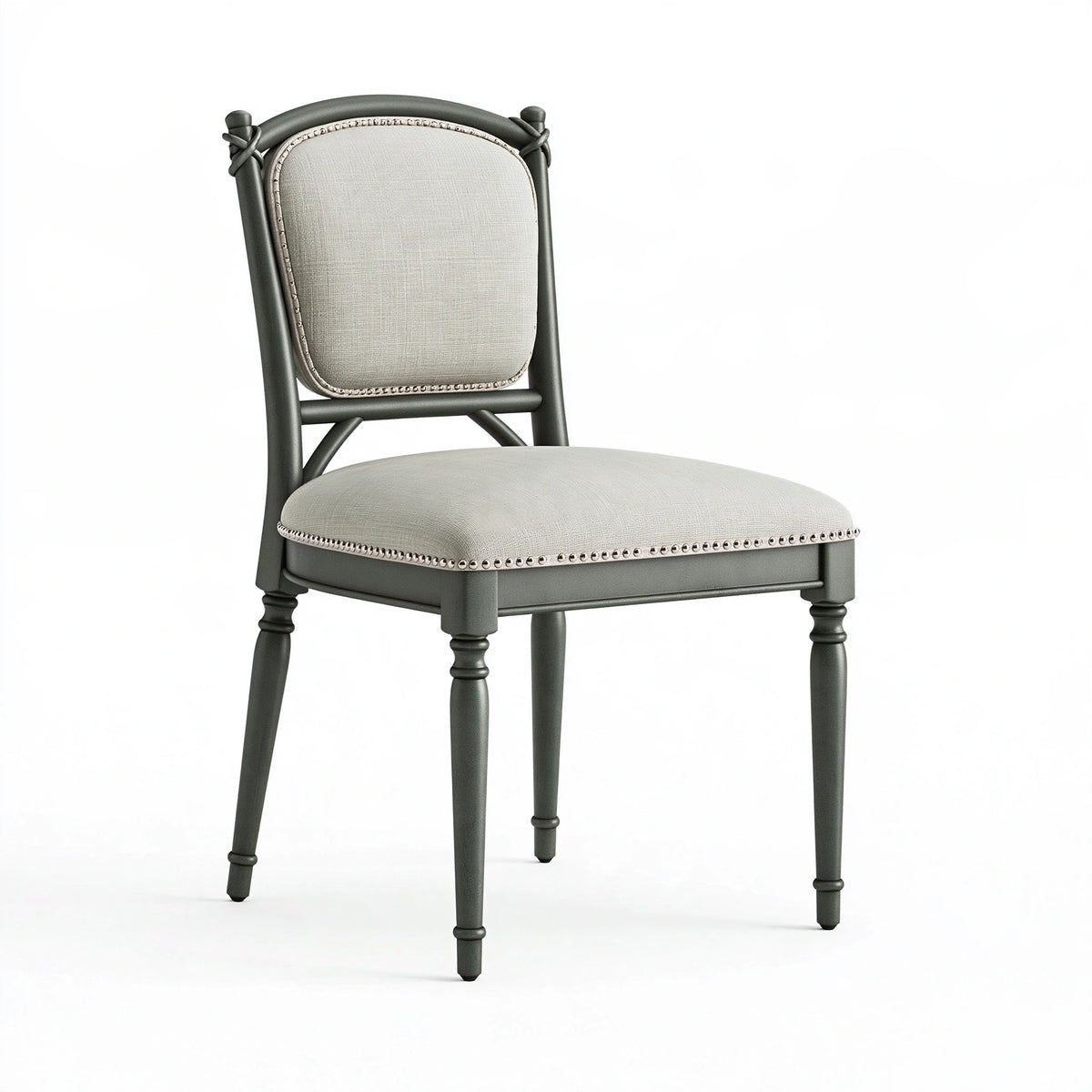 Chaise de salle à manger 50 x 55 x 95 cm en bois et tissu gris style classique