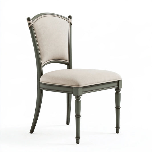 Chaise de salle à manger 48 x 55 x 98 cm en bois vert et tissu beige style classique