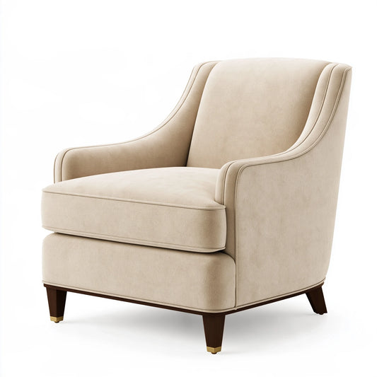 Fauteuil à oreilles 80 x 85 x 105 cm en tissu bouclé écru style classique