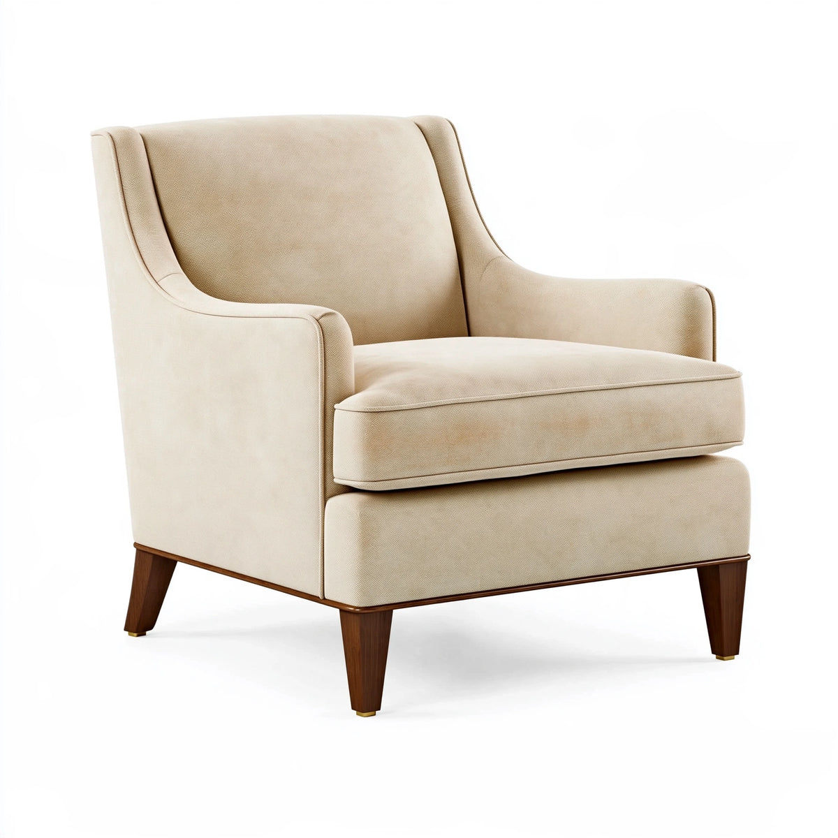 Fauteuil 78 x 82 x 98 cm en tissu beige avec pieds en bois style classique