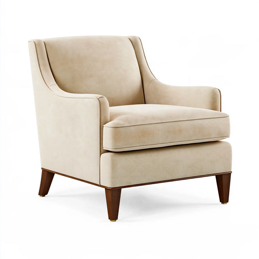 Fauteuil 78 x 82 x 98 cm en tissu beige avec pieds en bois style classique