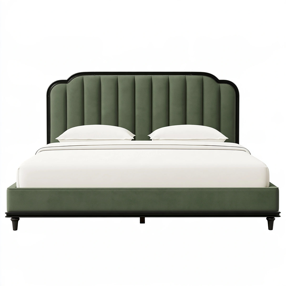 Lit 160 x 200 cm vert en revêtement synthétique - tête de lit capitonnée style contemporain