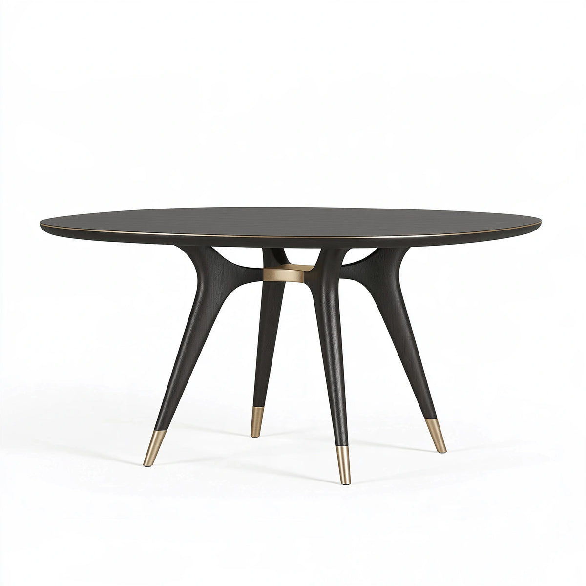 Table de salle à manger ovale 180 x 100 x 75 cm en bois noir et doré - style contemporain